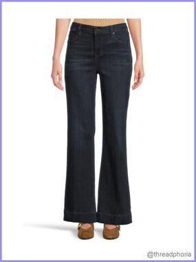 Lucy Mid-Rise Bootcut Jeans Wide Hem Stretch Denim